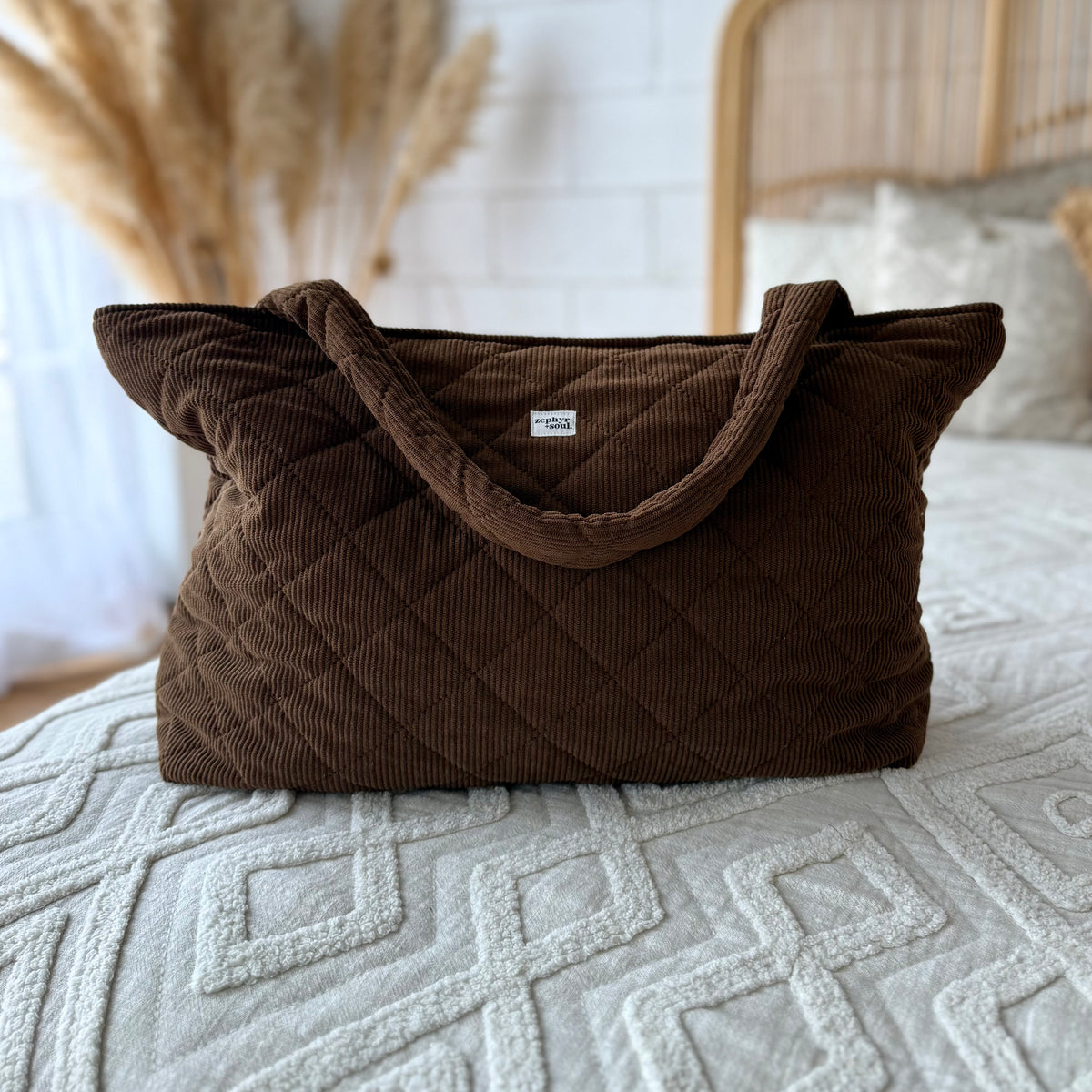 XL Quilted Tote Bag - Chocolate Cord – Zephyr + Soul