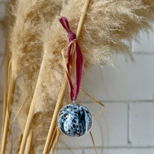 Load image into Gallery viewer, Christmas Bauble - Blue Pattern Scrunchie
