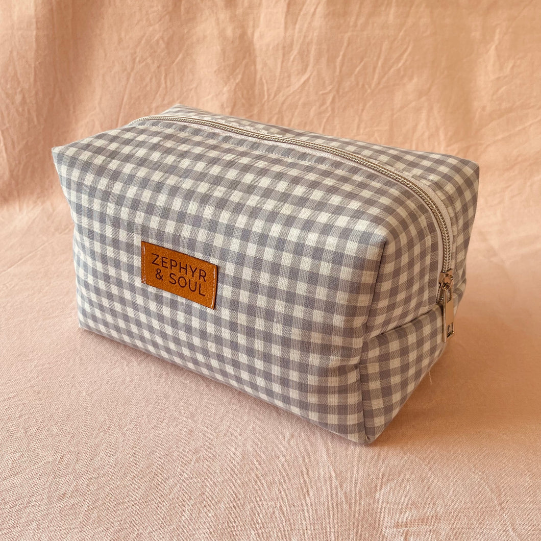 Makeup Bag - Blue Gingham