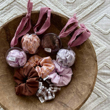 Load image into Gallery viewer, Christmas Bauble - Chocolate Gingham Scrunchie
