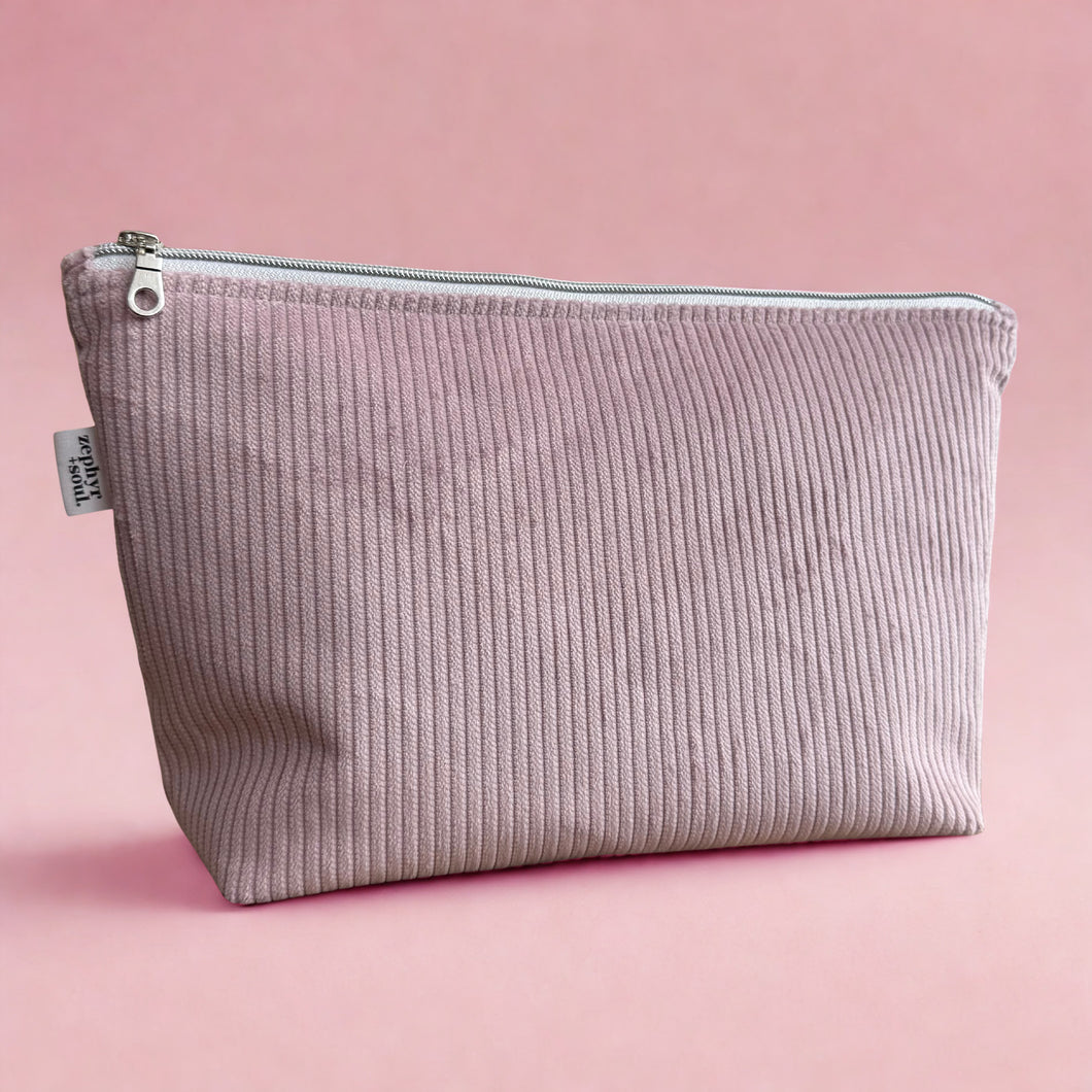 Dusty Pink Corduroy - Makeup Bag - Zipper Pouch