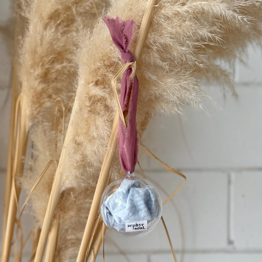 Christmas Bauble - Light Blue Scrunchie