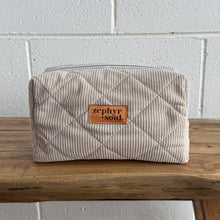Load image into Gallery viewer, Beige Quilted Corduroy - Box Makeup Bag
