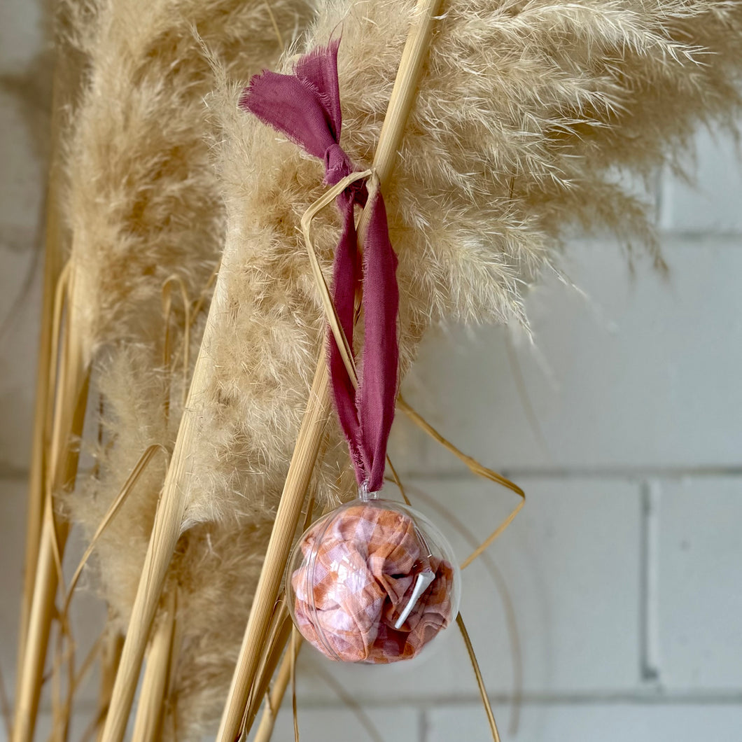 Christmas Bauble - Sherbet Gingham Scrunchie