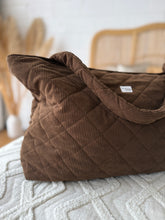 Load image into Gallery viewer, XL Quilted Tote Bag - Chocolate Cord
