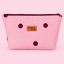 Load image into Gallery viewer, Pink + Maroon Spots - Zipper Pouch - Large
