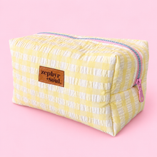 Load image into Gallery viewer, Butter Yellow Gingham - Box Makeup Bag - Large
