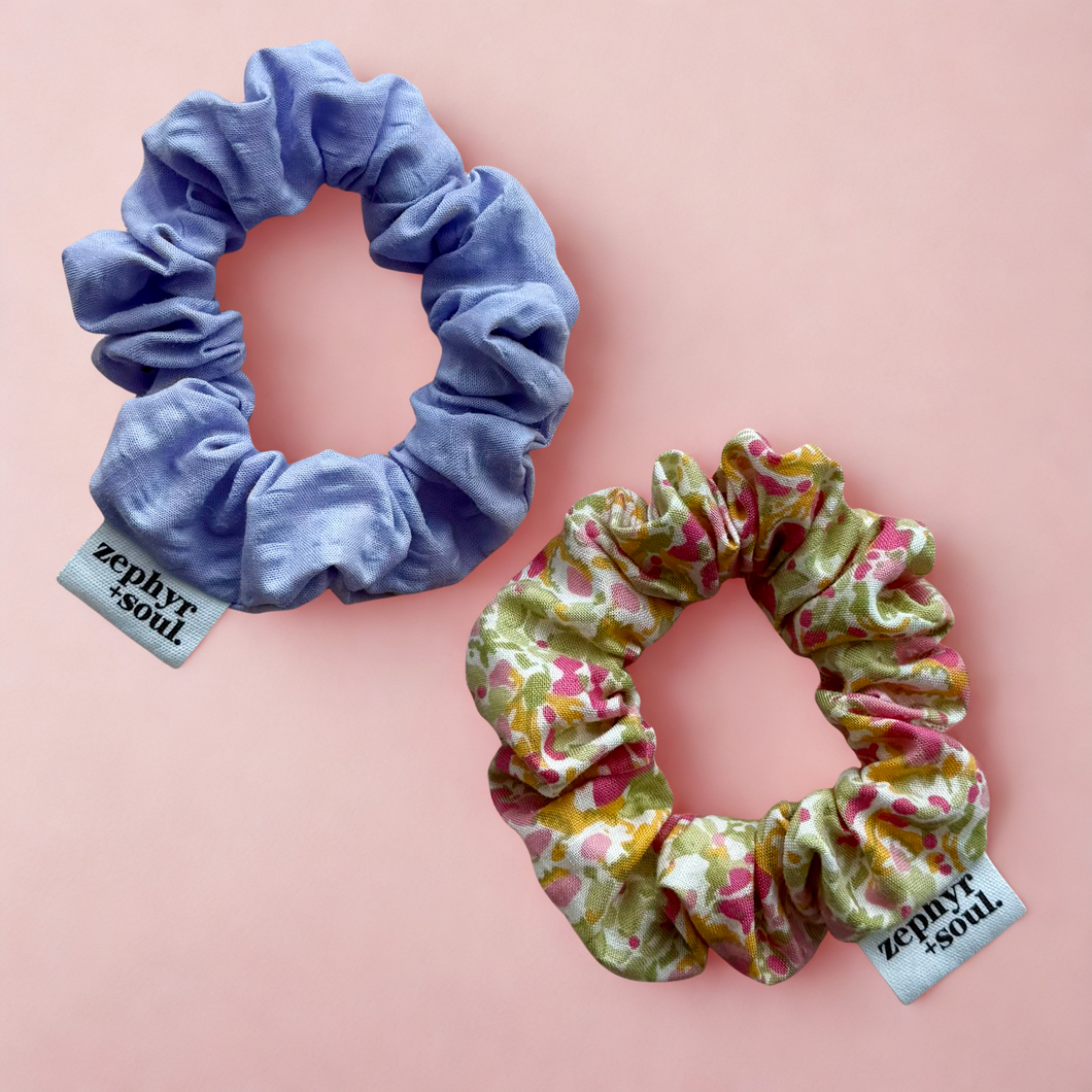 LIMITED EDITION - 2 Pack - Floral + Lilac Scrunchies