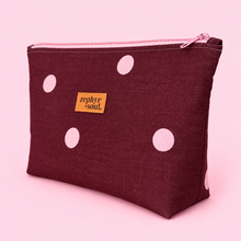Load image into Gallery viewer, Maroon + Pink Spots - Zipper Pouch - Large
