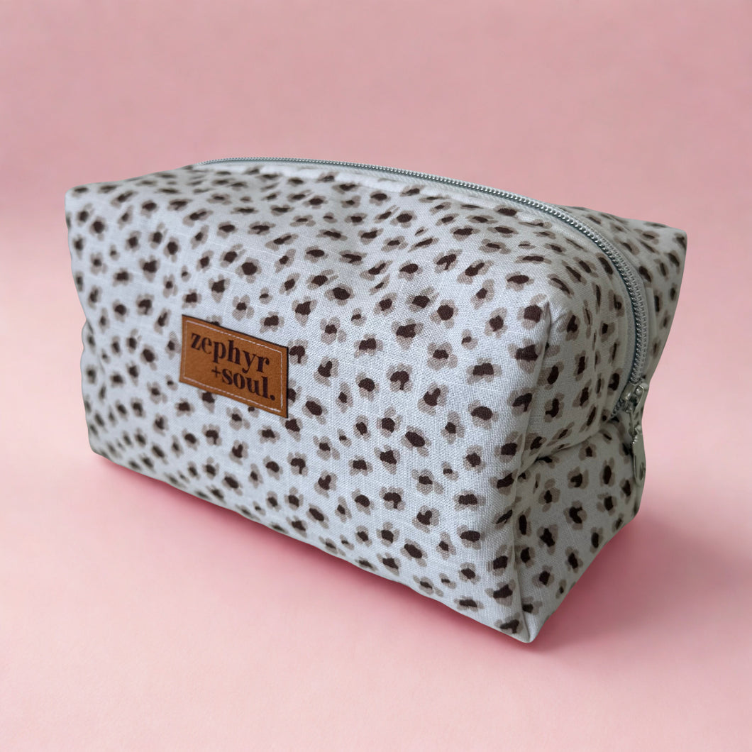 Soft Leopard - Box Makeup Bag - Large