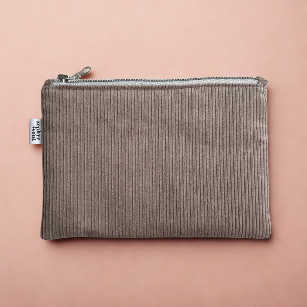 Taupe Corduroy - Flat Pouch