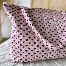 Load image into Gallery viewer, XL Quilted Tote Bag -  Pink + Purple Hearts
