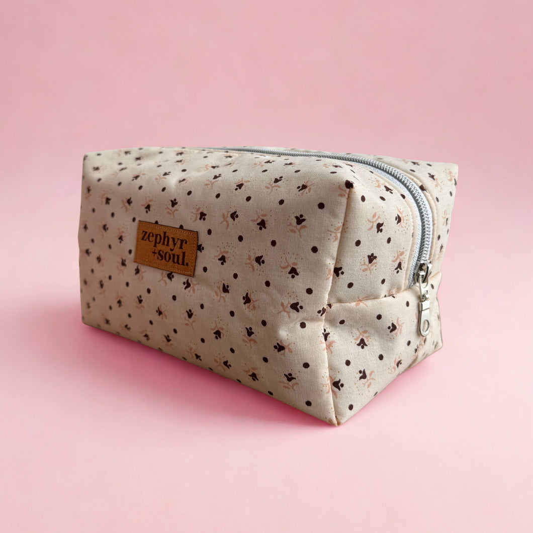 Dainty Floral - Box Makeup Bag - Large