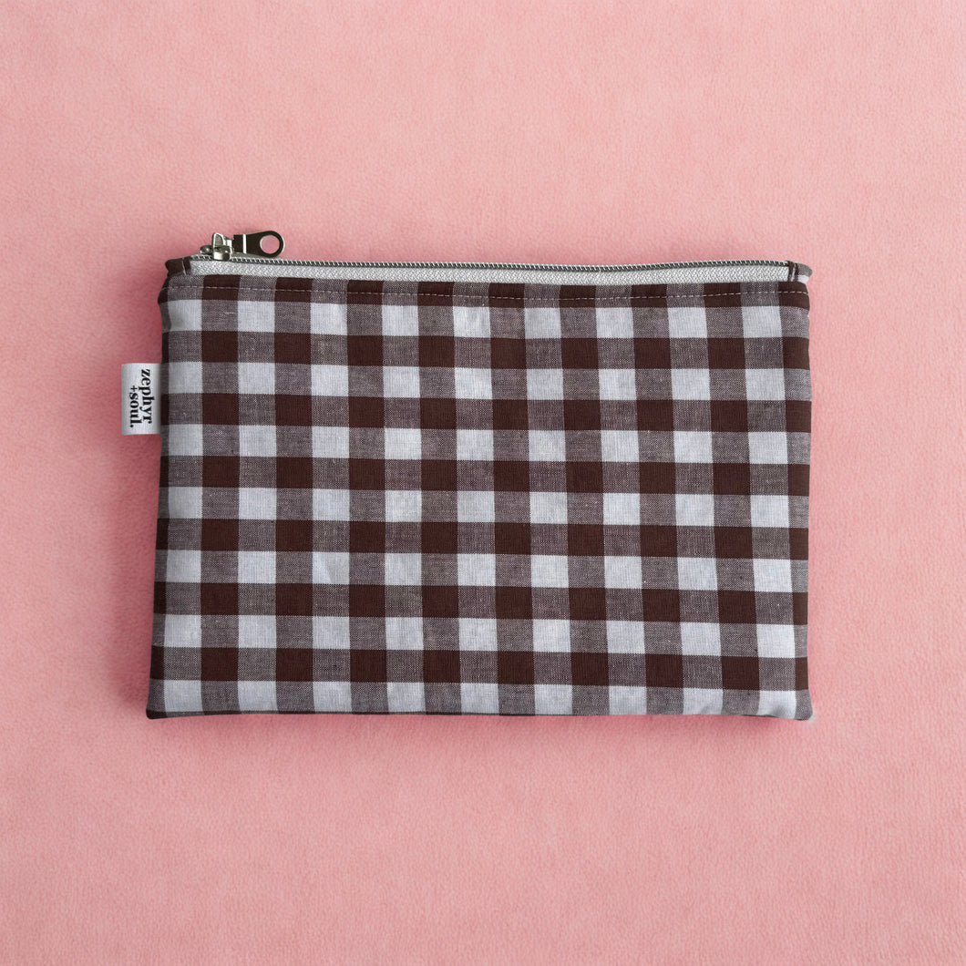 Chocolate Gingham - Flat Pouch