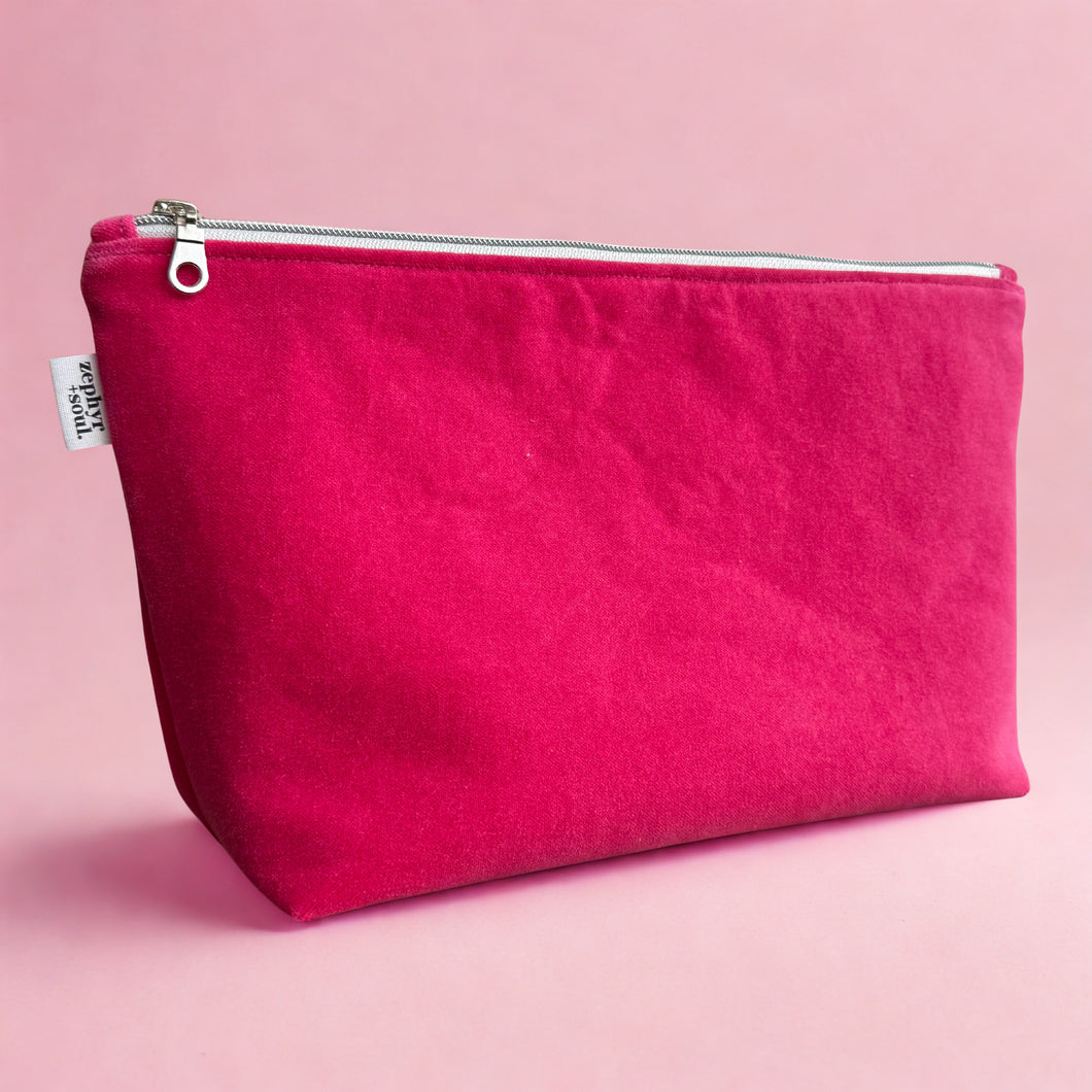 Hot Pink Velvet - Makeup Bag - Zipper Pouch