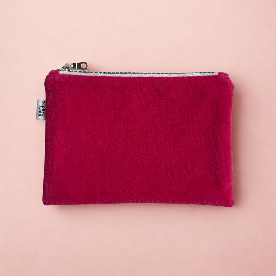 Hot Pink Velvet - Flat Pouch