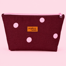 Load image into Gallery viewer, Maroon + Pink Spots - Zipper Pouch - Large
