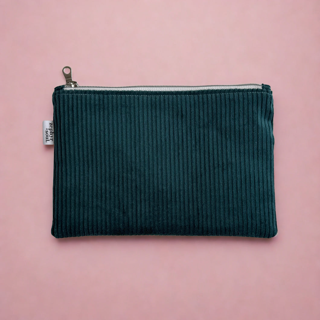 Deep Green Corduroy - Flat Pouch