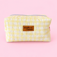 Load image into Gallery viewer, Butter Yellow Gingham - Box Makeup Bag - Large
